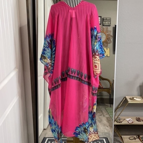 ESLEY Pink Kimono Beach Coverup - Picture 4 of 16